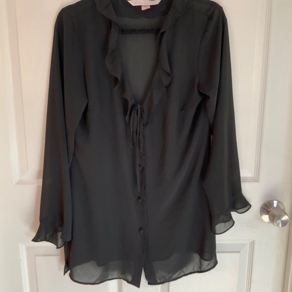 VICTORIA’S SECRET BLACK RUFFLE TOP SIZE M - Picture 2 of 9